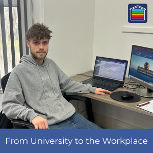 An image of staff member at computer in the Constructive Marketing office.