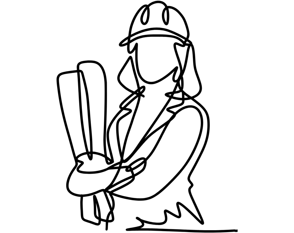 Image shows a line drawing of a woman in a hard hat