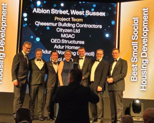 Image shows Cheesmur Building Contractors and Cityzen Limited winning an LABC award for Albion Street